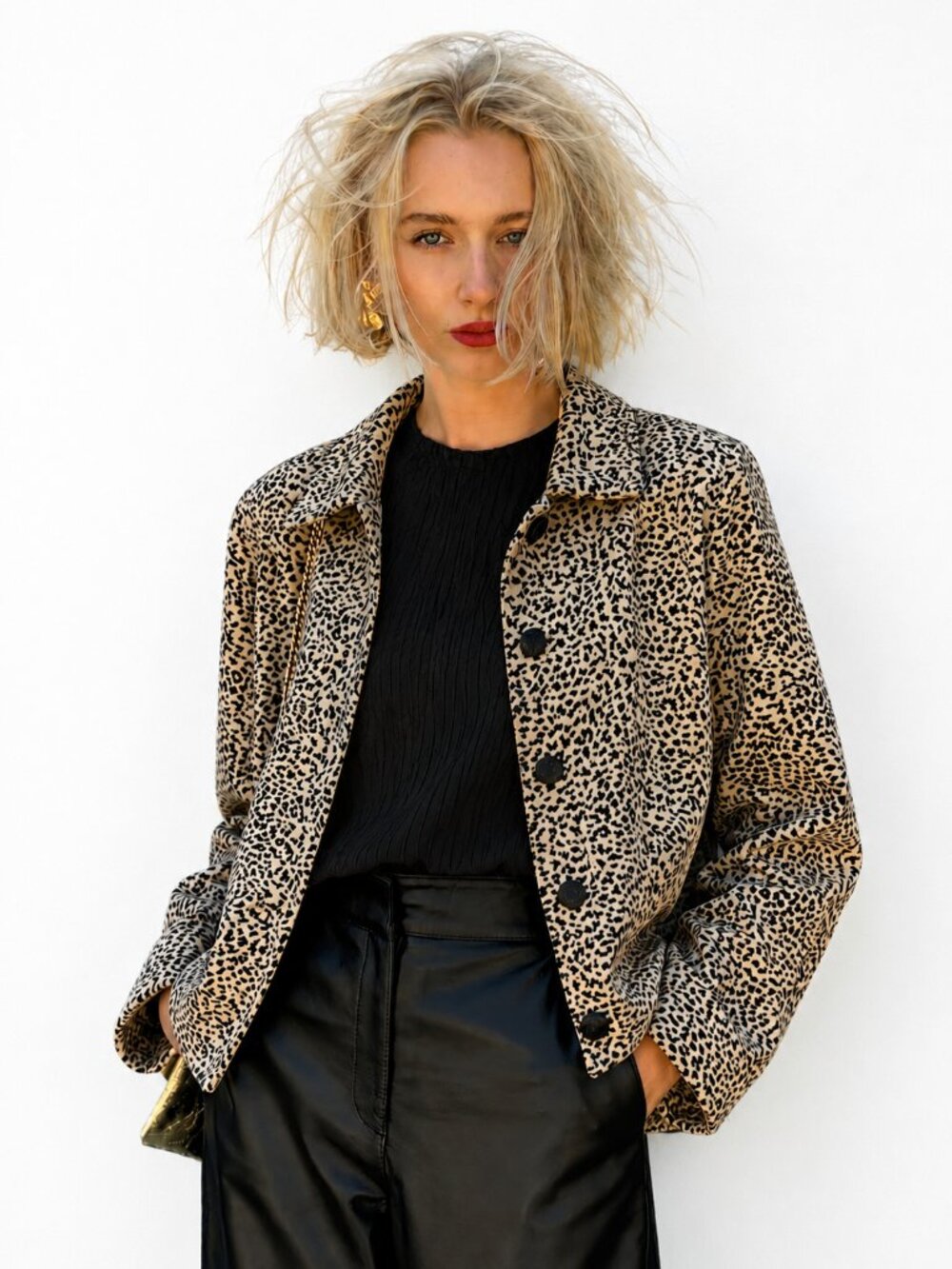 Vintage Anage pure cotton velour, leopard animal print jacket